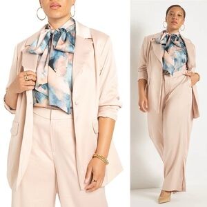 NWT Eloquii Satin Longline Blazer Cameo Rose